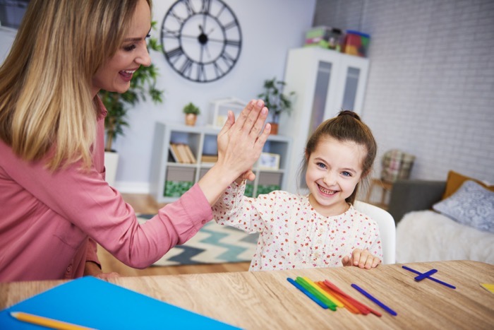 High five my little but smart student