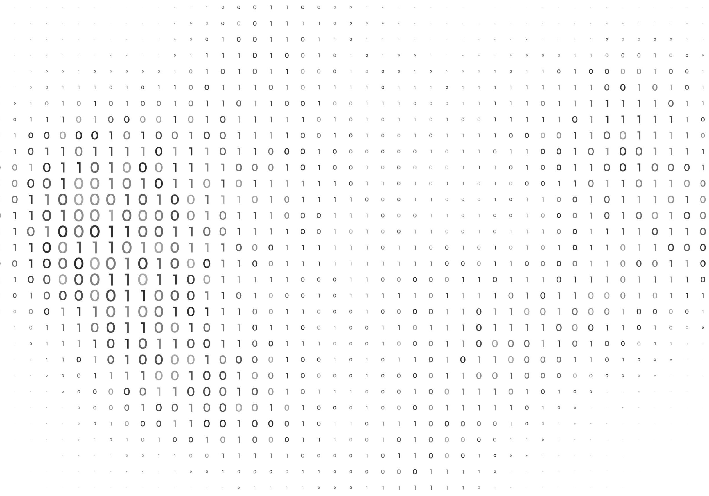 abstract binary code or digits white wallpaper for internet hacking vector